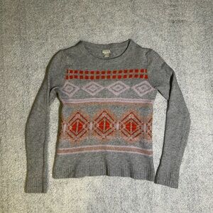 J.Crew Grey, Pink & Orange Wool blend sweater size S